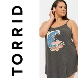 TORRID Super Soft Slub Cami Sleep Gown Sunshine On My Mind Heather Charcoal